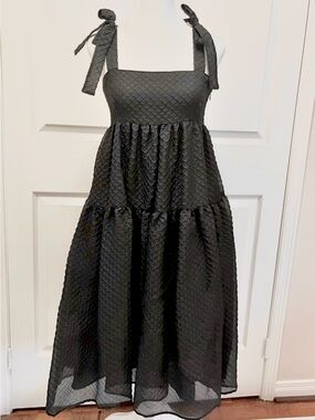 Moschino Midi Dress Silk Blend Black Size 38 NWT